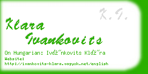 klara ivankovits business card